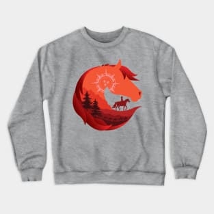 Horse Head Trail Riding Silhouette • Red Crewneck Sweatshirt